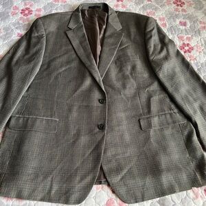 Chaps Men's Gray Tan Houndstooth Blazer Wool & Silk Men’s Size 50R